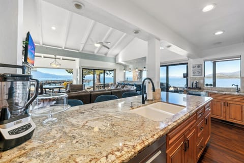 Deep dual basin sink, and large counters await in the kitchen