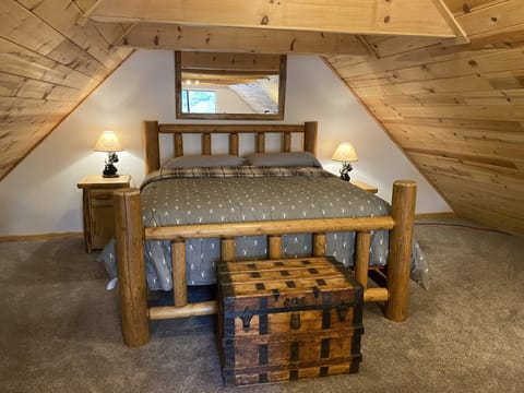 King bed in the loft. 