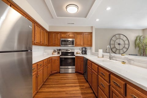 Fully equipped kitchen stocked with everything needed for meal/snack prep. 