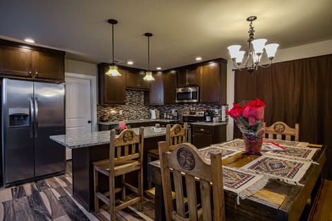 Fully furnished kitchen. Keurig coffee maker, microwave and dishwasher. 