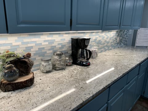 Large counter space for food prep.