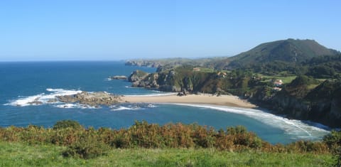 On the beach, sun loungers