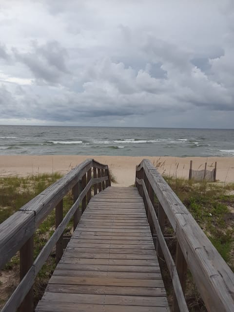 Beach nearby, sun loungers