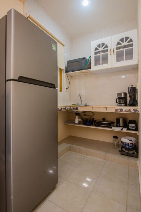 Fridge, oven, stovetop, coffee/tea maker