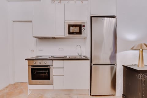 Fridge, oven, stovetop, coffee/tea maker