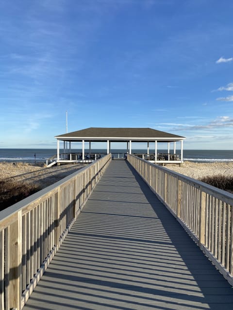 Beach nearby, sun loungers