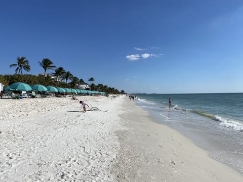 Beach nearby, sun loungers, beach towels