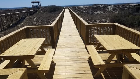 Picnic tables in the dune deck provide seating for 8. Enjoy the coastal breeze!