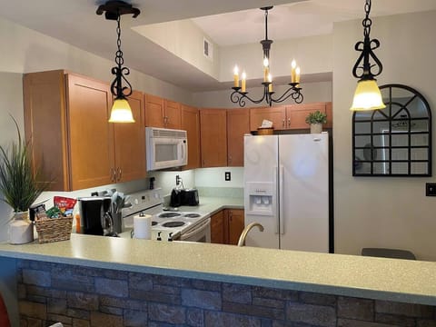 The kitchen is fully equipped with everything you need to cook your meals. You can use the kitchen or order takeout from any of the nearby restaurants.