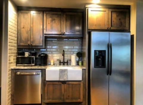 The kitchen has been recently remodeled and is equipped to handle most meals.