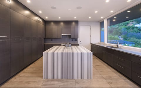 Kitchen with Marble island in the center