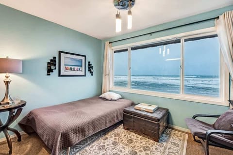 The sofa can fold down for extra sleeping space