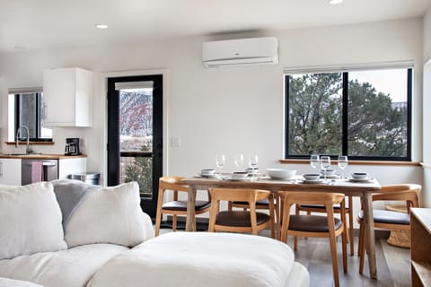 Open dining and living area