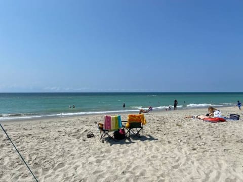 Beach nearby, sun loungers