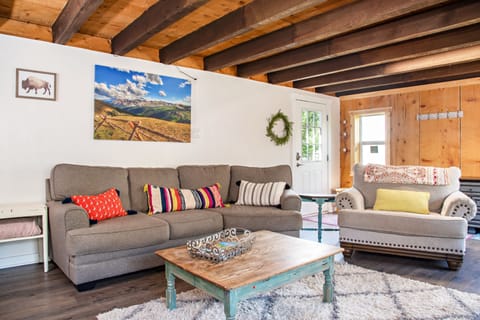 Living room with door to backyard
