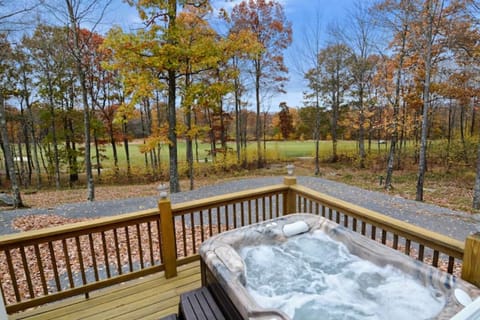 Clean & ready for relaxing.  The hot tub is located in a secluded deck area.