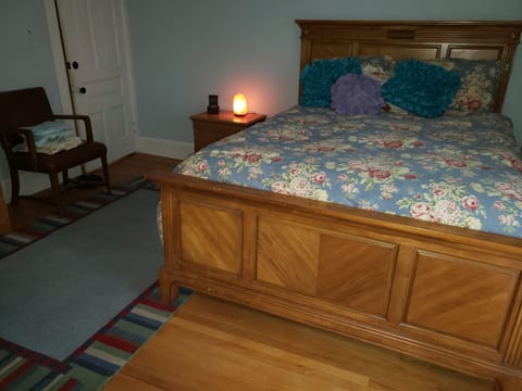 queen bed with beautiful down comforter