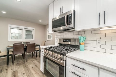 Kitchen with appliances and everything you need for entertaining.