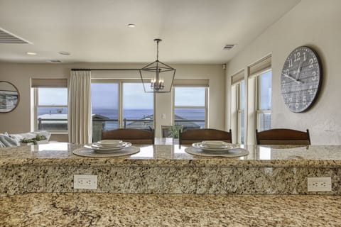 View from the kitchen looking outside.