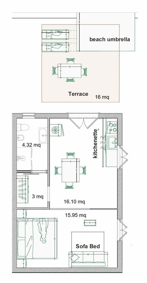 Grundriss Bilocale Rosa