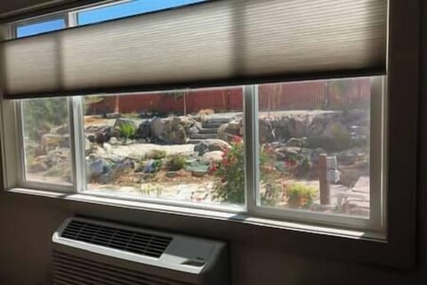 View of patio from waterfall room