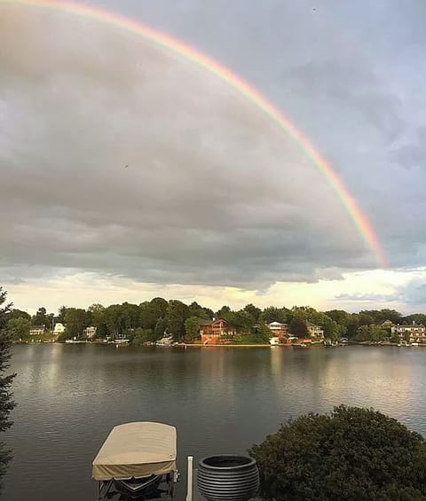 View from our deck, always sunshine & rainbows on the lake!