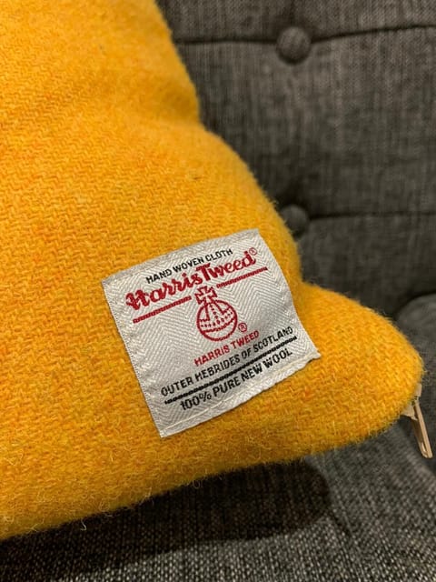 Authentic Harris Tweed cushions to cosy into on the sofa.
