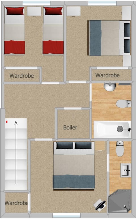 Upstairs floor plan of the cottage
