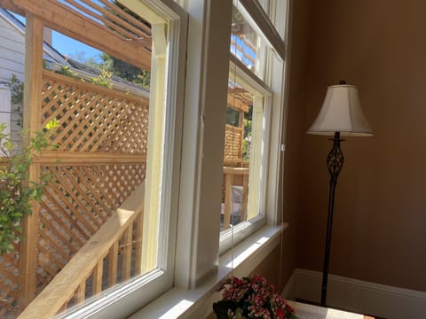 View of private deck from dining room