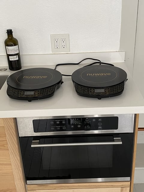 Large built-in microwave and portable Induction cook tops