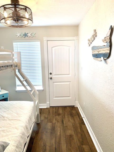 Second bedroom has a bunk bed with a full on bottom . Sleeps 3. Balcony access. 