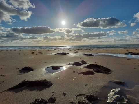 Beach nearby, sun loungers