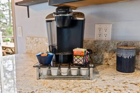 Always stocked with the best - cup of Joe anyone - enjoy a nice cup of hot coffee or cocoa out on the deck with sugar and cream.