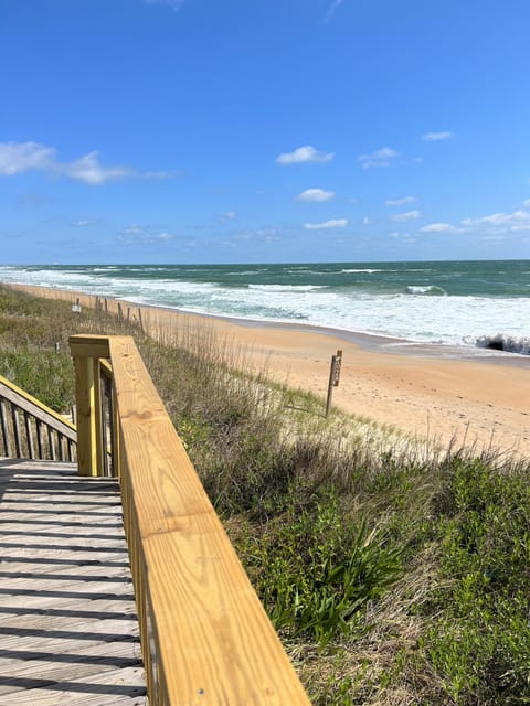 Beach nearby, sun loungers