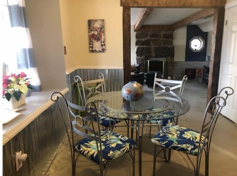 Dining area with river view.