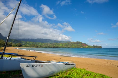 Beach nearby, sun loungers, beach towels