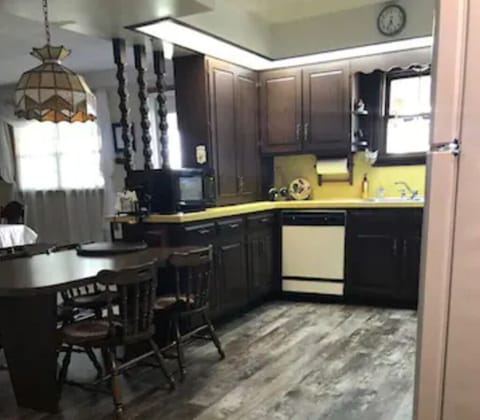  Farm Kitchen has everything you will need to cook.  Pots, pans, dishes, etc.