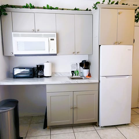 Private kitchen | Fridge, microwave, coffee/tea maker, electric kettle