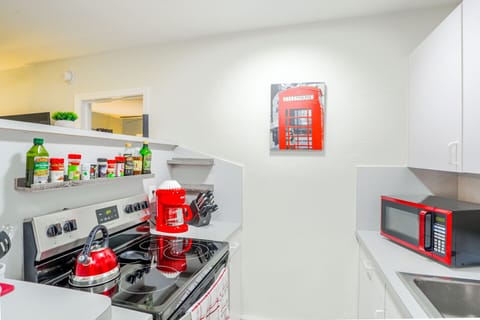 The kitchen is fully equipped for real cooking.