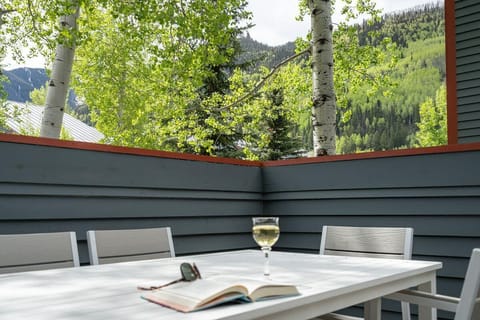 Just off the living/dining area, the private patio/deck features seating for six and plenty of fresh air.