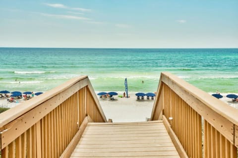 On the beach, sun loungers, beach towels