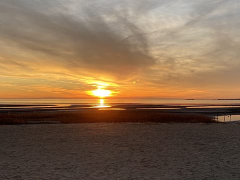 Beach nearby, sun loungers, beach towels