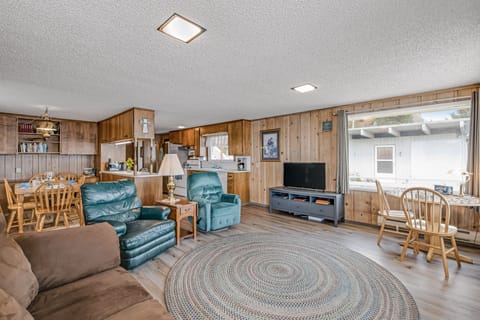 TV, fireplace, books