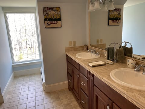 Bathroom | Combined shower/tub, hair dryer, towels, soap