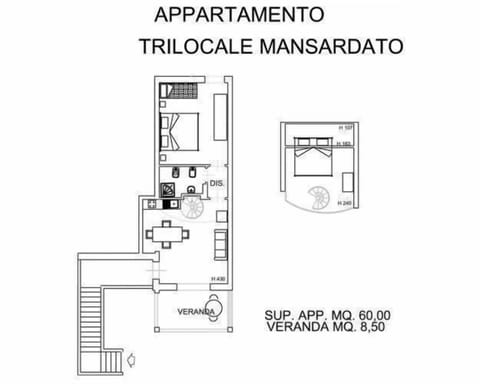 Three room with loft on the first floor with terrace