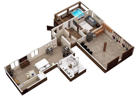 3D Floor plan for our lower level floor layout of our home.