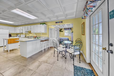 Dining table plus eat-in bar seating