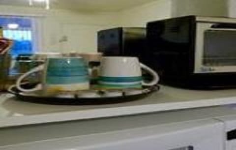 Fridge, microwave, coffee/tea maker