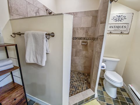 Upstairs bathroom with large walk-in shower