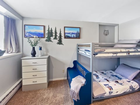 Lower front bedroom with twin sized bunk beds